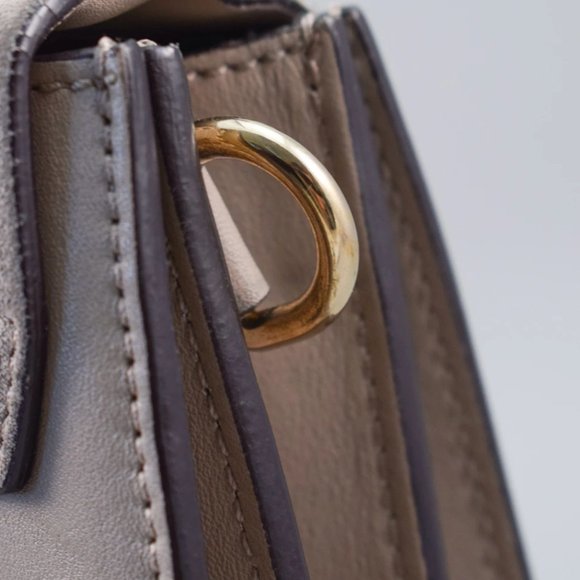 CHLOE LIGHT GREY LEATHER/SUEDE FAYE MEDIUM SHOULDE - Picture 5 of 11